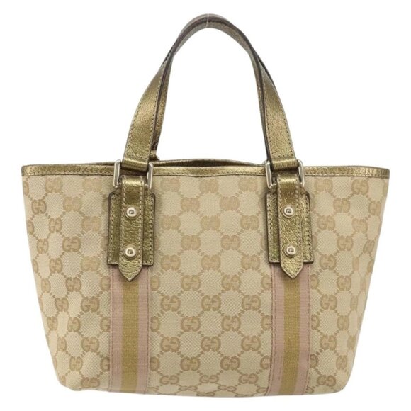 GUCCI GG Canvas Sherry Line Hand Bag Beige Gold 139261 Auth BA8631 - Picture 3 of 16
